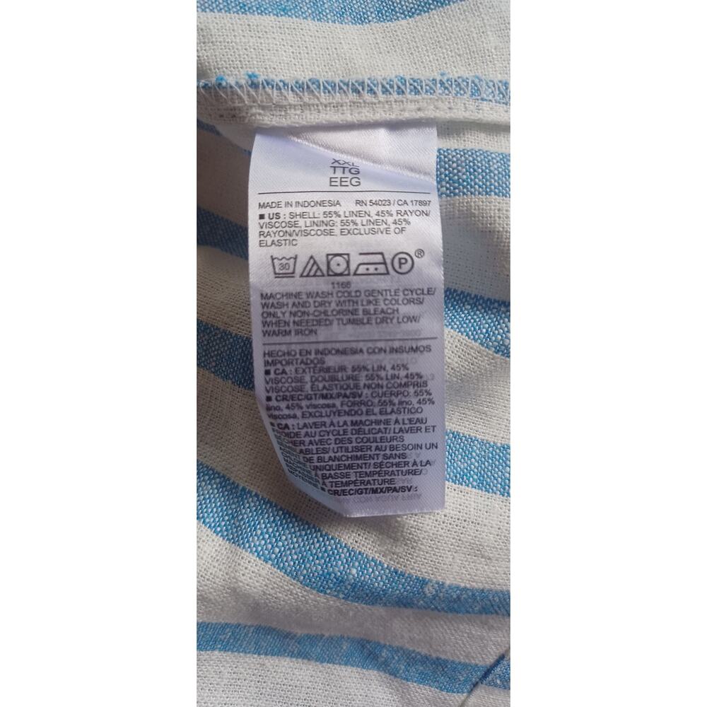 Old Navy Blue White Striped Coastal Maxi Dress XXL Linen Blend Summer Dress - Picture 7 of 7